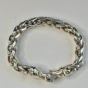 David Yurman pre-own sterling silver and14k  gold wheat link unisex bracelet